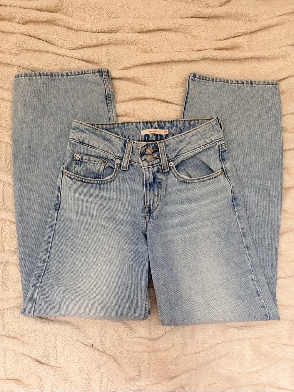 Levi's Superlow loose-fit jeans light wash denim low-rise Sz 24 women's